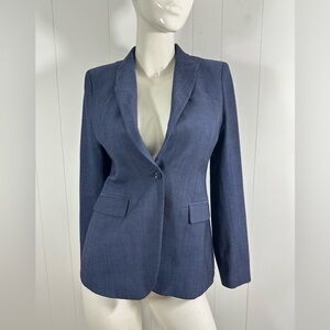 Banana Republic Sz 4 Blue Long and Lean Wool Stretch Suit Jacket Blue Blazer